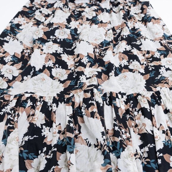 Abercrombie & Fitch Tiered Floral Maxi Dress Black White Cotton Small - Picture 8 of 15